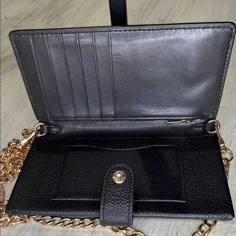 Coach Black Leather Wallet on Chain